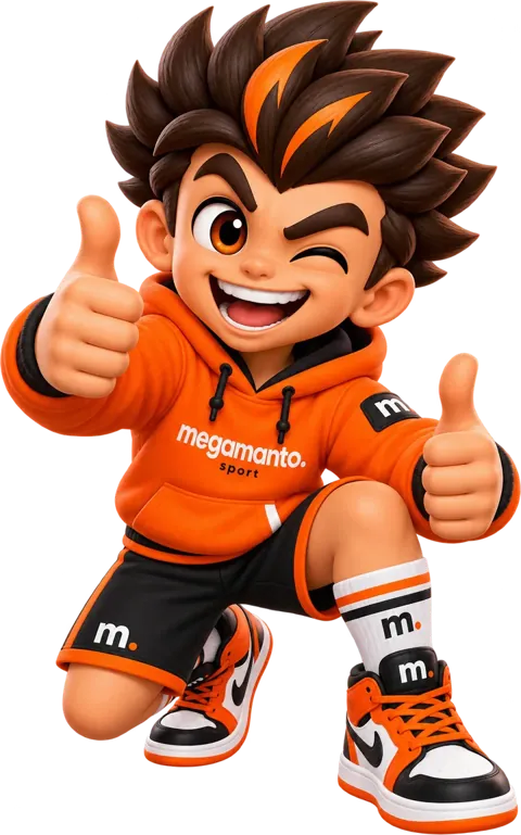 Manteiro, o mascote da Mega Manto, fazendo joinha